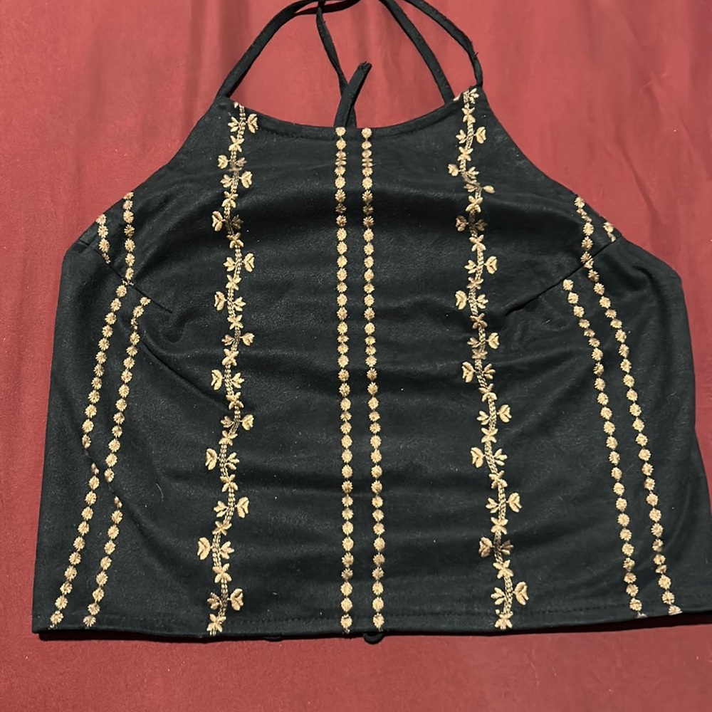 Suede black crop top